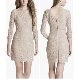 Diane Von Furstenberg DVF Women’s  Zarita Ivory Stretch Lace Dress Sz 12